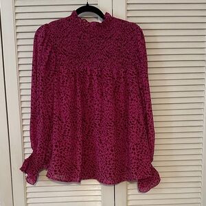 Entro Women’s Blouse in Rich Leopard Magenta